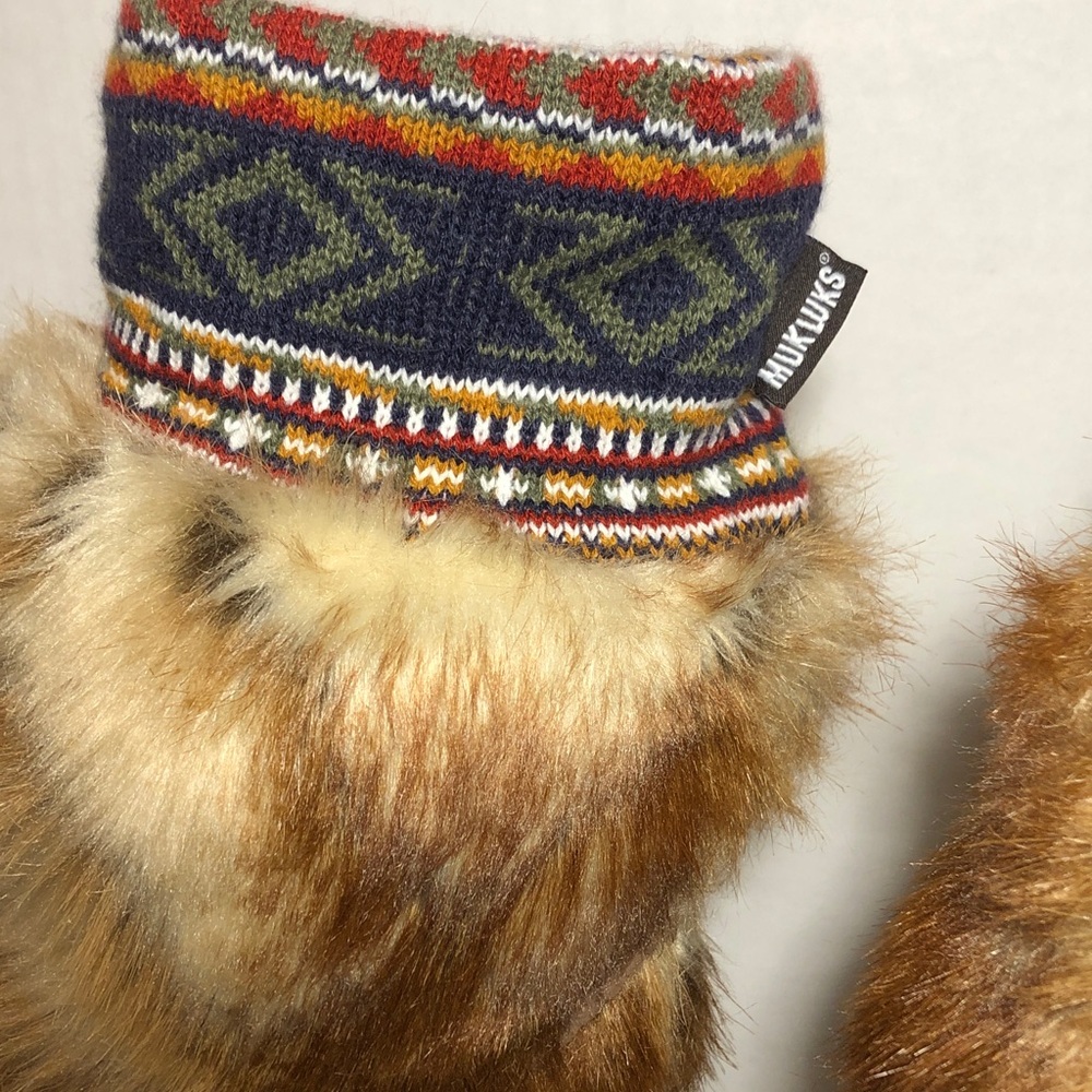 MukLuks boots Brown Faux Fur with Knit Cuff - Picture 2 of 10